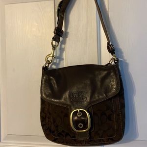 Coach Bleecker Tattersall Style F0769-11419 Black Leather Shoulder Bag